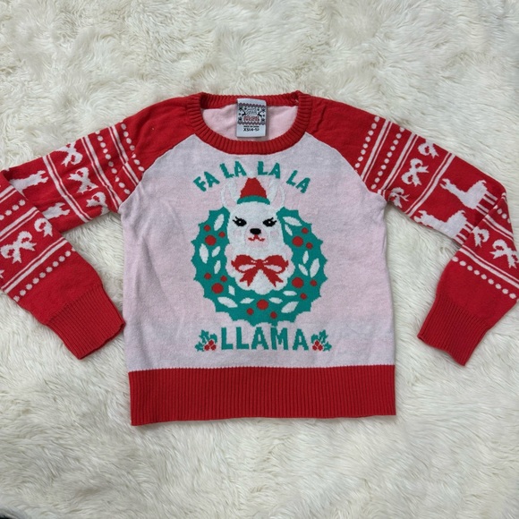 Girls Christmas Llama Holiday Sweater - Picture 2 of 6